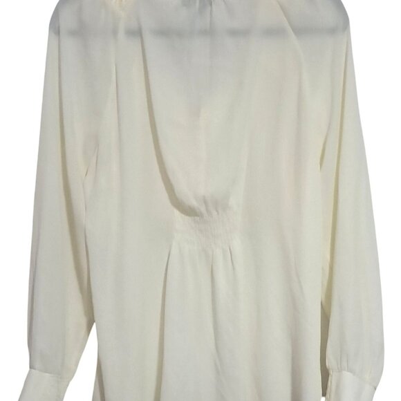 Alfani Womens Cream Pleated Front Blouse Size 16 Long Sleeve 100% Polyester - Picture 7 of 11